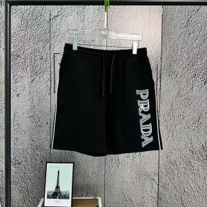 「#4914」Prada boutique embroidered triangle logo shorts