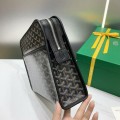 「#4942」Goyard imported cowhide with canvas large toilet bag, size: 30*23*8cm
