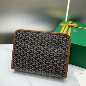 「#4944」Goyard imported cowhide with canvas large toilet bag, size: 30*23*8cm