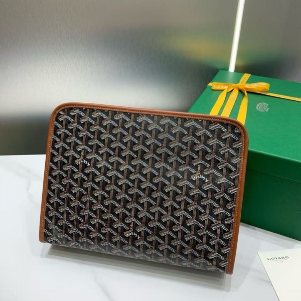 Goyard imported cowhide with canvas large toilet bag, size: 30*23*8cm