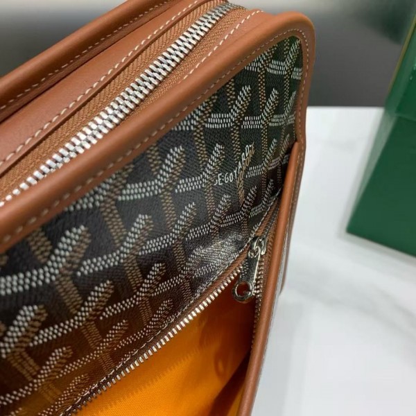 Goyard imported cowhide with canvas large toilet bag, size: 30*23*8cm