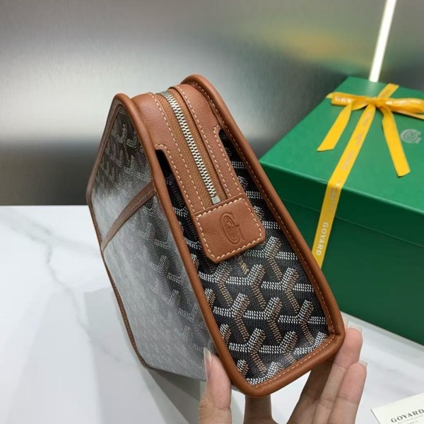 Goyard imported cowhide with canvas small toilet bag, size: 25*18*7cm