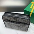 「#4949」Goyard imported cowhide with canvas small toilet bag, size: 25*18*7cm