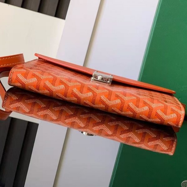 Goyard imported cowhide with canvas one-shoulder crossbody bag, size: 21*16*4cm