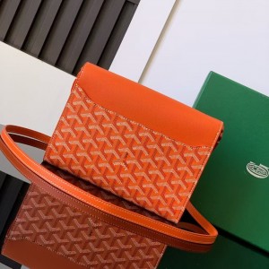 「#4950」Goyard imported cowhide with canvas one-shoulder crossbody bag, size: 21*16*4cm