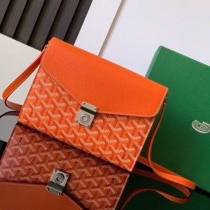 「#4950」Goyard imported cowhide with canvas one-shoulder crossbody bag, size: 21*16*4cm