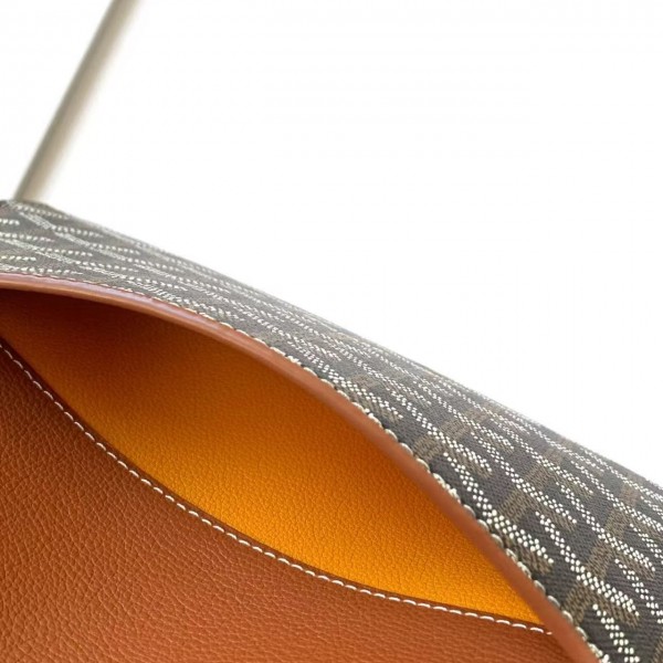 Goyard imported cowhide with canvas one-shoulder crossbody bag, size: 21*16*4cm