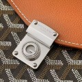 「#4951」Goyard imported cowhide with canvas one-shoulder crossbody bag, size: 21*16*4cm
