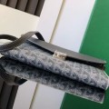 「#4952」Goyard imported cowhide with canvas one-shoulder crossbody bag, size: 21*16*4cm