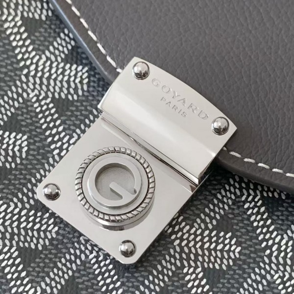 Goyard imported cowhide with canvas one-shoulder crossbody bag, size: 21*16*4cm