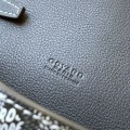 「#4952」Goyard imported cowhide with canvas one-shoulder crossbody bag, size: 21*16*4cm