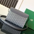 「#4952」Goyard imported cowhide with canvas one-shoulder crossbody bag, size: 21*16*4cm