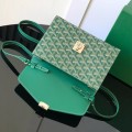 「#4953」Goyard imported cowhide with canvas one-shoulder crossbody bag, size: 21*16*4cm