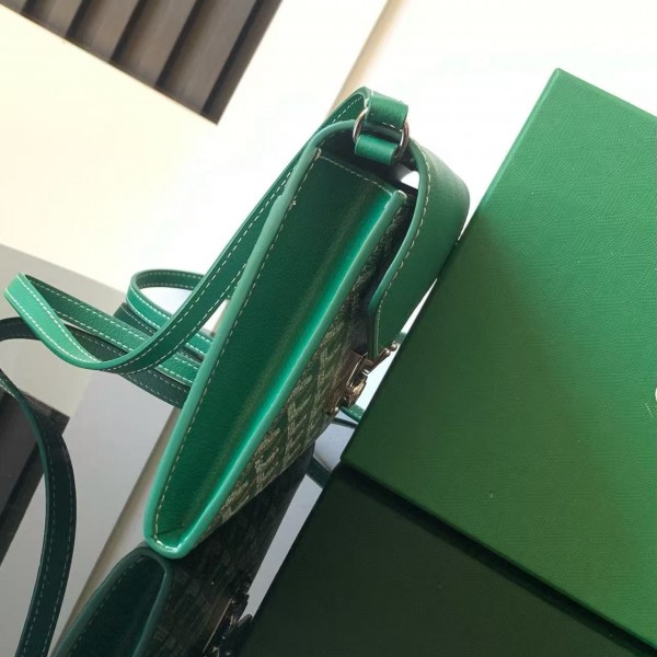 Goyard imported cowhide with canvas one-shoulder crossbody bag, size: 21*16*4cm