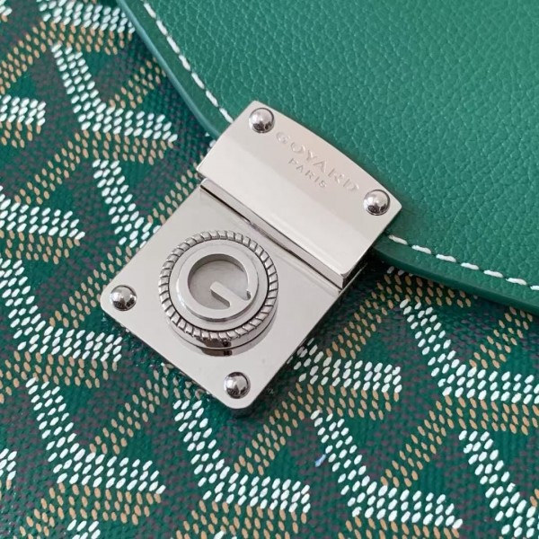 Goyard imported cowhide with canvas one-shoulder crossbody bag, size: 21*16*4cm