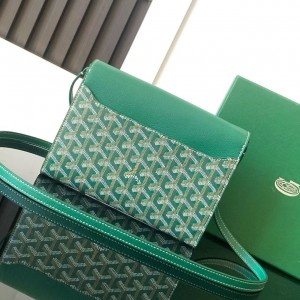 「#4953」Goyard imported cowhide with canvas one-shoulder crossbody bag, size: 21*16*4cm