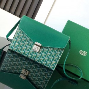 「#4953」Goyard imported cowhide with canvas one-shoulder crossbody bag, size: 21*16*4cm