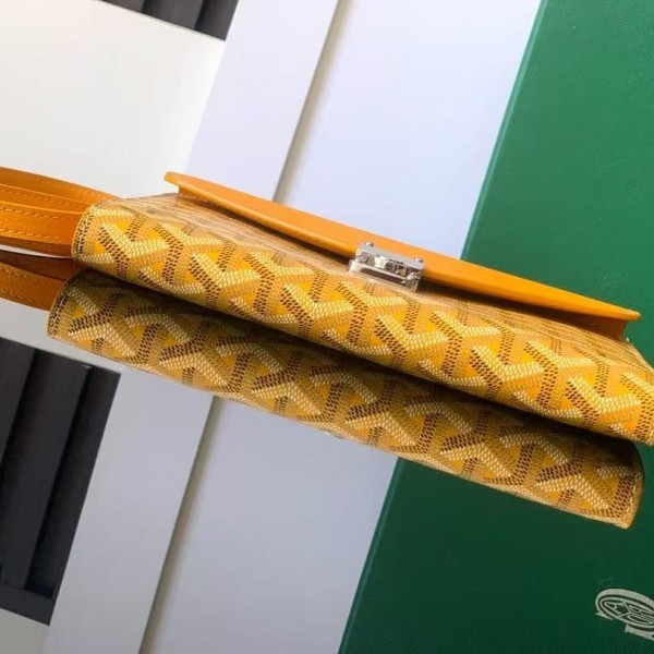 Goyard imported cowhide with canvas one-shoulder crossbody bag, size: 21*16*4cm