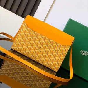 「#4954」Goyard imported cowhide with canvas one-shoulder crossbody bag, size: 21*16*4cm