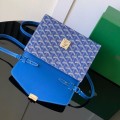 「#4955」Goyard imported cowhide with canvas one-shoulder crossbody bag, size: 21*16*4cm