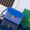 「#4955」Goyard imported cowhide with canvas one-shoulder crossbody bag, size: 21*16*4cm