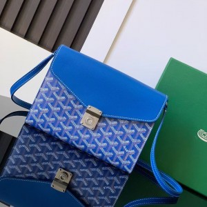 「#4955」Goyard imported cowhide with canvas one-shoulder crossbody bag, size: 21*16*4cm