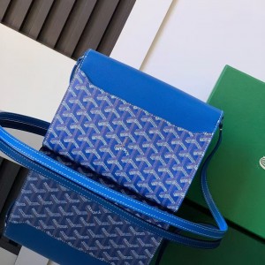 「#4955」Goyard imported cowhide with canvas one-shoulder crossbody bag, size: 21*16*4cm