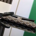 「#4956」Goyard imported cowhide with canvas one-shoulder crossbody bag, size: 21*16*4cm