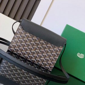 「#4956」Goyard imported cowhide with canvas one-shoulder crossbody bag, size: 21*16*4cm
