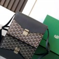「#4956」Goyard imported cowhide with canvas one-shoulder crossbody bag, size: 21*16*4cm
