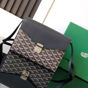 「#4956」Goyard imported cowhide with canvas one-shoulder crossbody bag, size: 21*16*4cm