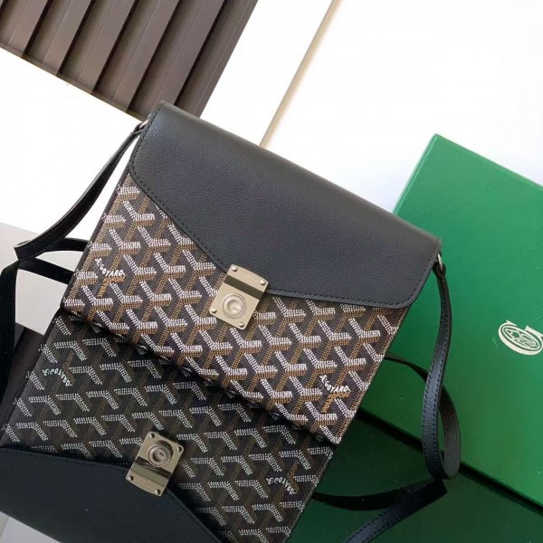 「#4956」Goyard imported cowhide with canvas one-shoulder crossbody bag, size: 21*16*4cm