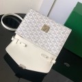 「#4957」Goyard imported cowhide with canvas one-shoulder crossbody bag, size: 21*16*4cm