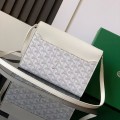 「#4957」Goyard imported cowhide with canvas one-shoulder crossbody bag, size: 21*16*4cm