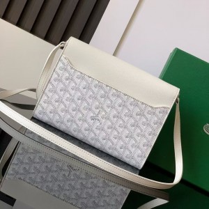 「#4957」Goyard imported cowhide with canvas one-shoulder crossbody bag, size: 21*16*4cm