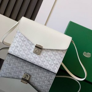 「#4957」Goyard imported cowhide with canvas one-shoulder crossbody bag, size: 21*16*4cm