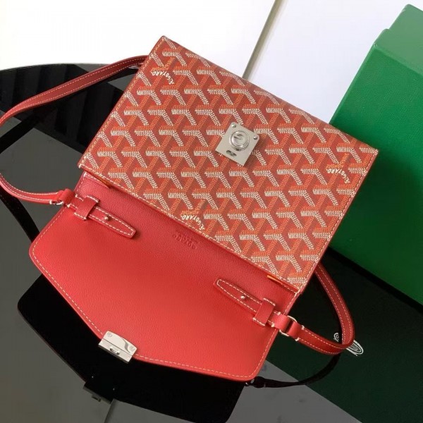Goyard imported cowhide with canvas one-shoulder crossbody bag, size: 21*16*4cm