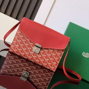 「#4958」Goyard imported cowhide with canvas one-shoulder crossbody bag, size: 21*16*4cm