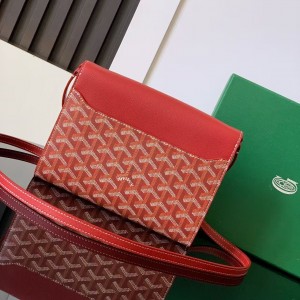 「#4958」Goyard imported cowhide with canvas one-shoulder crossbody bag, size: 21*16*4cm