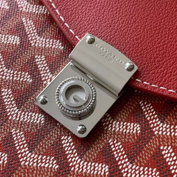 Goyard imported cowhide with canvas one-shoulder crossbody bag, size: 21*16*4cm