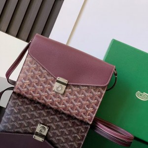 「#4959」Goyard imported cowhide with canvas one-shoulder crossbody bag, size: 21*16*4cm