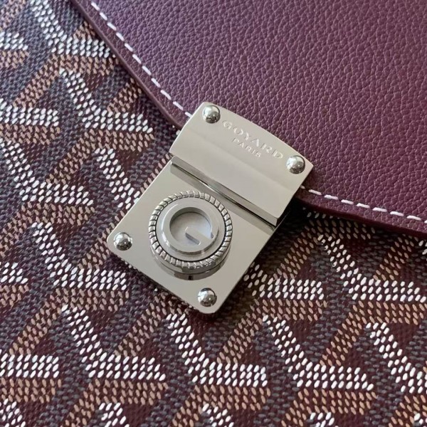 Goyard imported cowhide with canvas one-shoulder crossbody bag, size: 21*16*4cm