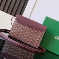「#4959」Goyard imported cowhide with canvas one-shoulder crossbody bag, size: 21*16*4cm