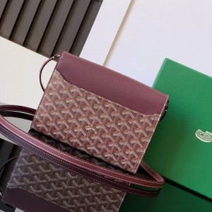 「#4959」Goyard imported cowhide with canvas one-shoulder crossbody bag, size: 21*16*4cm