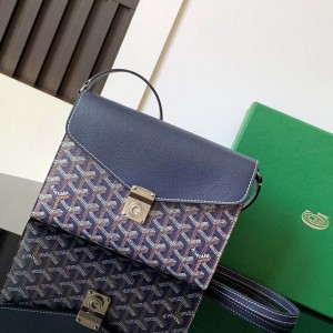 「#4960」Goyard imported cowhide with canvas one-shoulder crossbody bag, size: 21*16*4cm