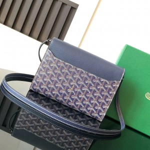 「#4960」Goyard imported cowhide with canvas one-shoulder crossbody bag, size: 21*16*4cm