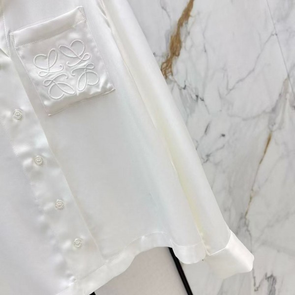 Loewe SpringSummer new embroidered smooth style loose acetate shirt