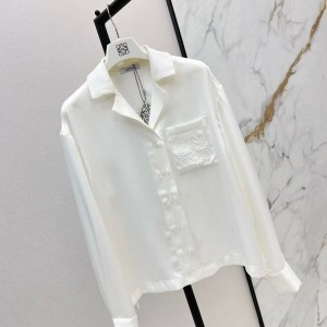 「#5046」Loewe SpringSummer new embroidered smooth style loose acetate shirt