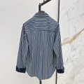 「#5047」Loewe spring and summer new logo embroidery striped shirtLoewe spring and summer new logo embroidery