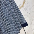 「#5047」Loewe spring and summer new logo embroidery striped shirtLoewe spring and summer new logo embroidery